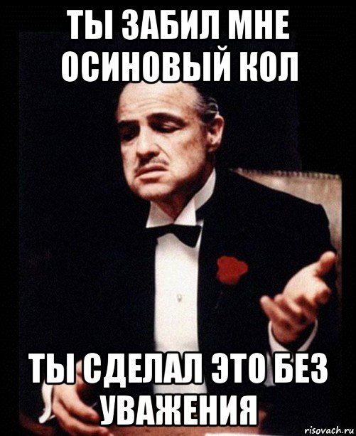 ты забил мне осиновый кол ты сделал это без уважения, Мем ты делаешь это без уважения