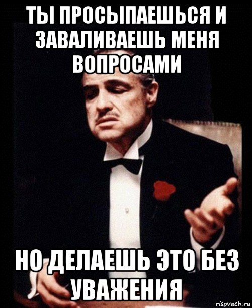 ты просыпаешься и заваливаешь меня вопросами но делаешь это без уважения, Мем ты делаешь это без уважения