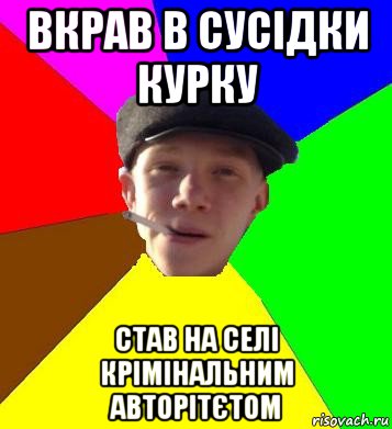 вкрав в сусідки курку став на селі крімінальним авторітєтом, Мем умный гопник