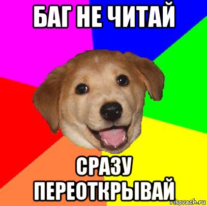 баг не читай сразу переоткрывай, Мем Advice Dog