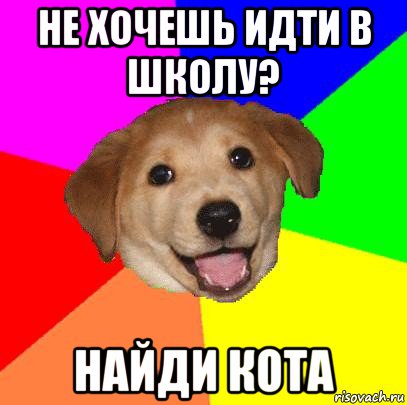 не хочешь идти в школу? найди кота, Мем Advice Dog