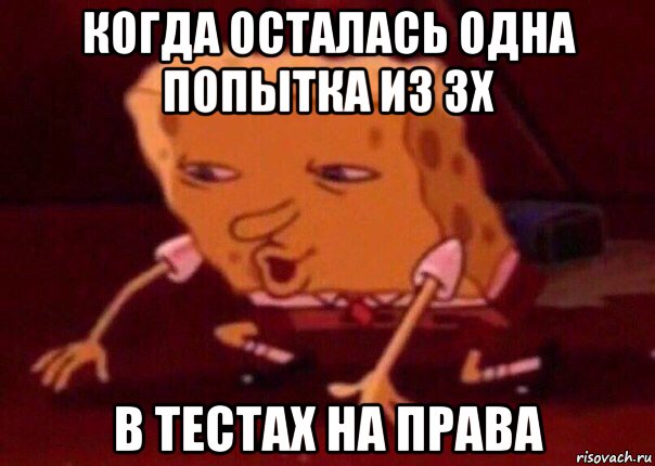 когда осталась одна попытка из 3х в тестах на права, Мем    Bettingmemes