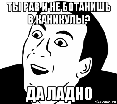 ты рав и не ботанишь в каникулы? да ладно