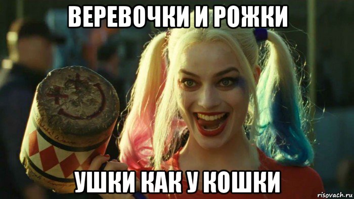 веревочки и рожки ушки как у кошки, Мем    Harley quinn