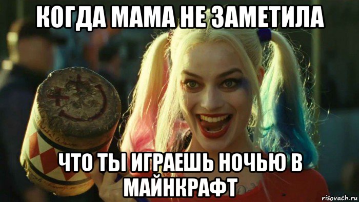 когда мама не заметила что ты играешь ночью в майнкрафт, Мем    Harley quinn