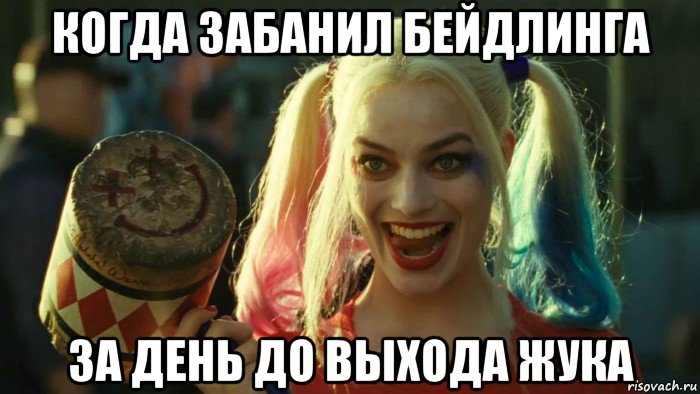 когда забанил бейдлинга за день до выхода жука, Мем    Harley quinn