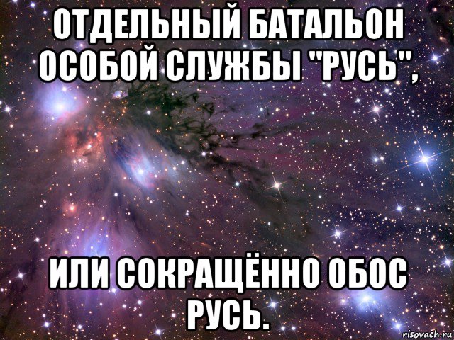 отдельный батальон особой службы "русь", или сокращённо обос русь., Мем Космос