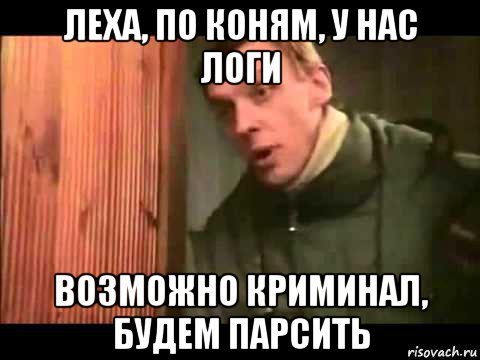 леха, по коням, у нас логи возможно криминал, будем парсить, Мем Ларин по коням