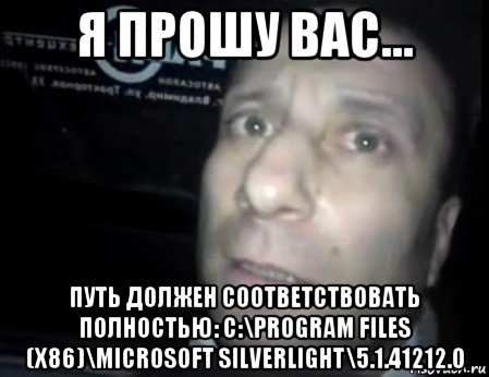 я прошу вас... путь должен соответствовать полностью: c:\program files (x86)\microsoft silverlight\5.1.41212.0