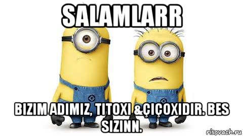 salamlarr bizim adimiz, titoxi &çiçoxidir. bes sizinn., Мем Миньоны