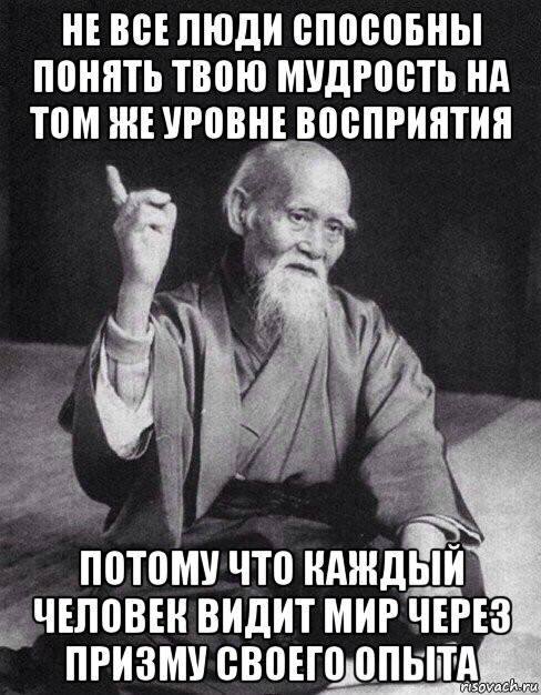 не все люди способны понять твою мудрость на том же уровне восприятия потому что каждый человек видит мир через призму своего опыта, Мем Монах-мудрец (сэнсей)