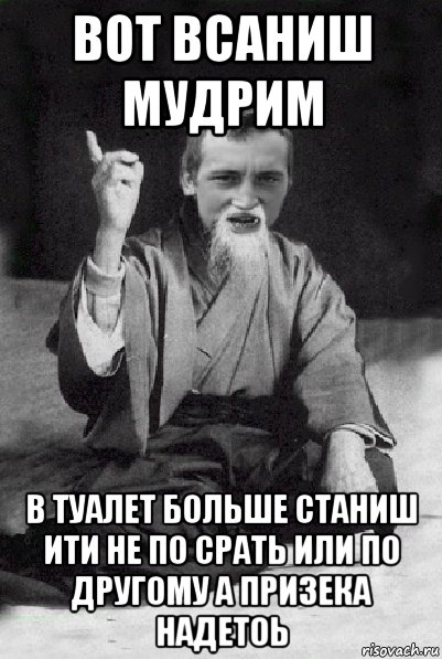 вот всаниш мудрим в туалет больше станиш ити не по срать или по другому а призека надетоь, Мем Мудрий паца