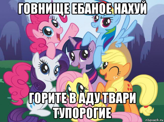 говнище ебаное нахуй горите в аду твари тупорогие, Мем My little pony