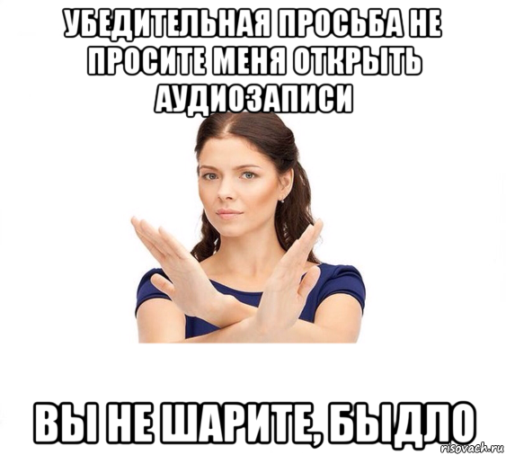 убедительная просьба не просите меня открыть аудиозаписи вы не шарите, быдло, Мем Не зовите