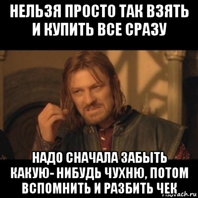 нельзя просто так взять и купить все сразу надо сначала забыть какую- нибудь чухню, потом вспомнить и разбить чек, Мем Нельзя просто взять