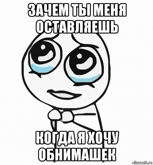 зачем ты меня оставляешь когда я хочу обнимашек, Мем  ну пожалуйста (please)