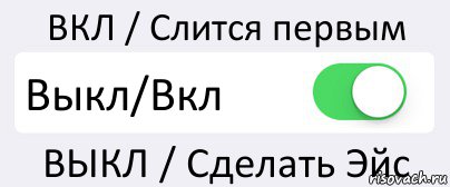 ВКЛ / Слится первым Выкл/Вкл ВЫКЛ / Сделать Эйс, Комикс Переключатель