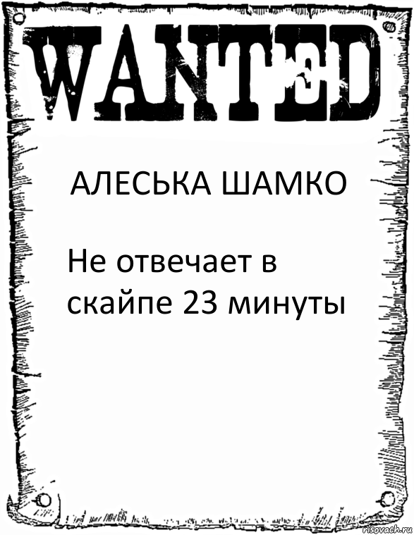 АЛЕСЬКА ШАМКО Не отвечает в скайпе 23 минуты, Комикс розыск