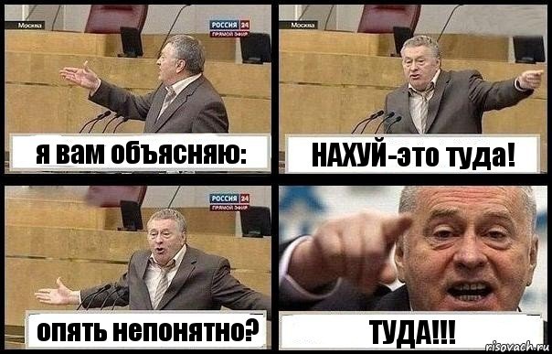 я вам объясняю: НАХУЙ-это туда! опять непонятно? ТУДА!!!, Комикс с Жириновским