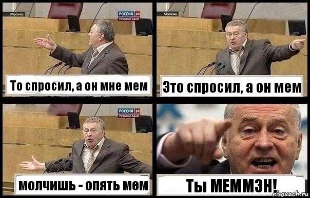 То спросил, а он мне мем Это спросил, а он мем молчишь - опять мем Ты МЕММЭН!, Комикс с Жириновским