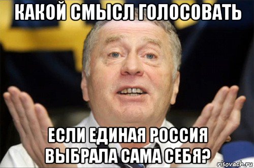 какой смысл голосовать если единая россия выбрала сама себя?, Мем Типичный Жириновский