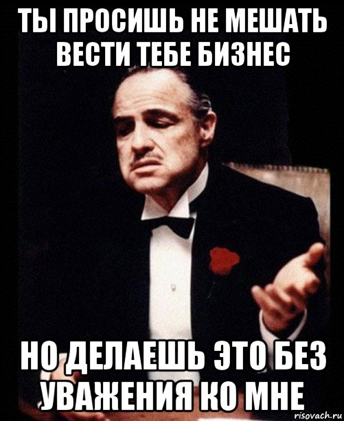 ты просишь не мешать вести тебе бизнес но делаешь это без уважения ко мне, Мем ты делаешь это без уважения