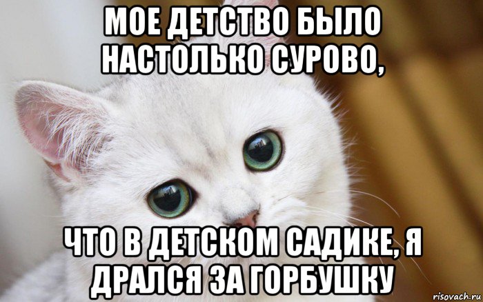 мое детство было настолько сурово, что в детском садике, я дрался за горбушку