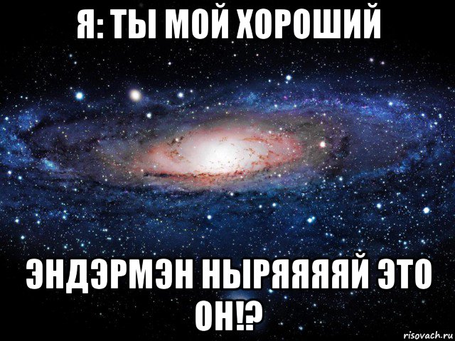 я: ты мой хороший эндэрмэн ныряяяяй это он!?, Мем Вселенная