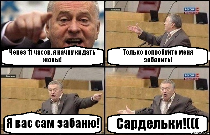 Через 11 часов, я начну кидать жопы! Только попробуйте меня забанить! Я вас сам забаню! Сардельки!(((, Комикс Жириновский