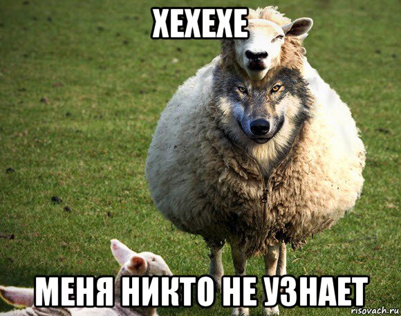 хехехе меня никто не узнает, Мем Злая Овца