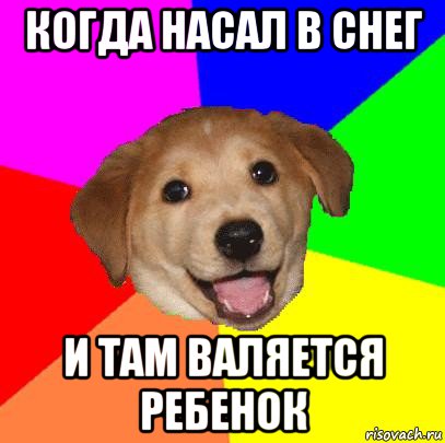 когда насал в снег и там валяется ребенок, Мем Advice Dog