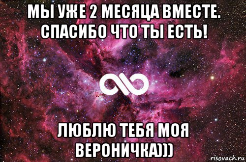 мы уже 2 месяца вместе. спасибо что ты есть! люблю тебя моя вероничка))), Мем офигенно