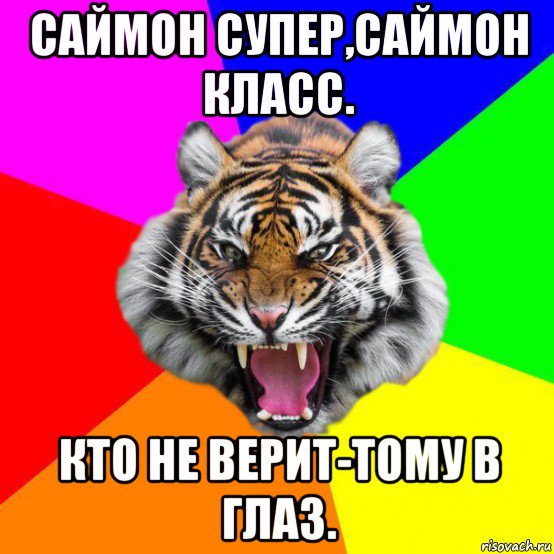 саймон супер,саймон класс. кто не верит-тому в глаз., Мем  ДЕРЗКИЙ ТИГР