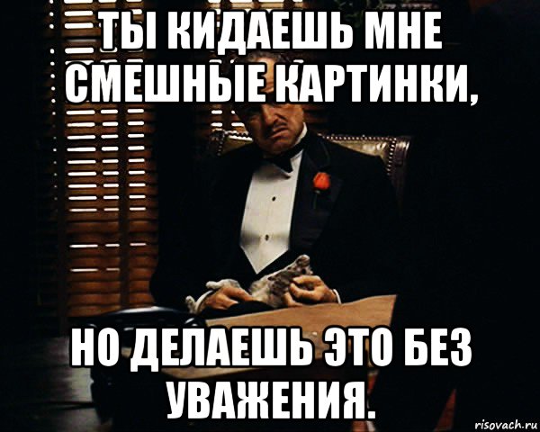 ты кидаешь мне смешные картинки, но делаешь это без уважения., Мем Дон Вито Корлеоне