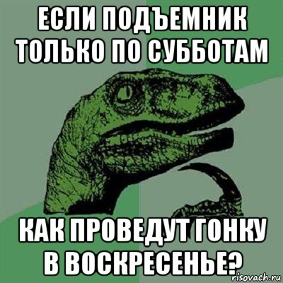 если подъемник только по субботам как проведут гонку в воскресенье?, Мем Филосораптор