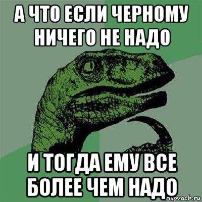 а что если черному ничего не надо и тогда ему все более чем надо, Мем Филосораптор