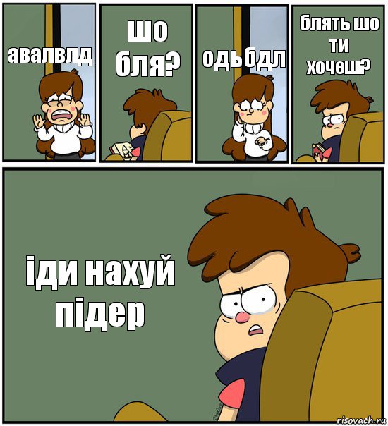 авалвлд шо бля? одьбдл блять шо ти хочеш? іди нахуй підер, Комикс   гравити фолз