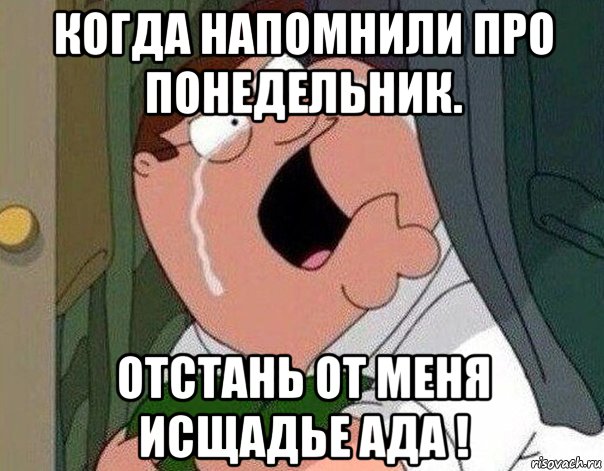 когда напомнили про понедельник. отстань от меня исщадье ада !, Мем Гриффин плачет