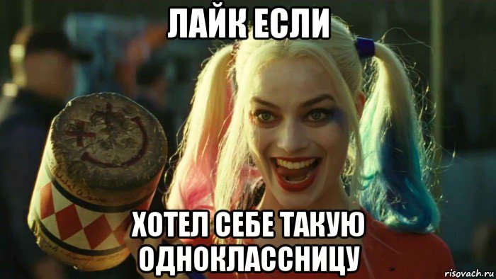 лайк если хотел себе такую одноклассницу, Мем    Harley quinn