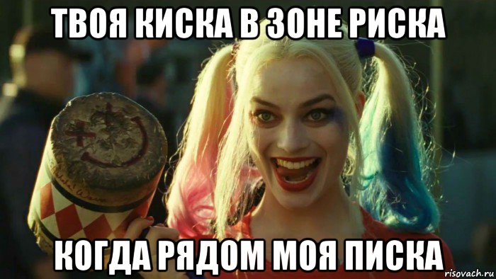 твоя киска в зоне риска когда рядом моя писка, Мем    Harley quinn