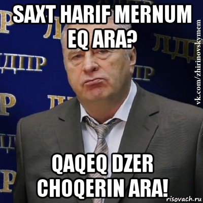 saxt harif mernum eq ara? qaqeq dzer choqerin ara!, Мем Хватит это терпеть (Жириновский)