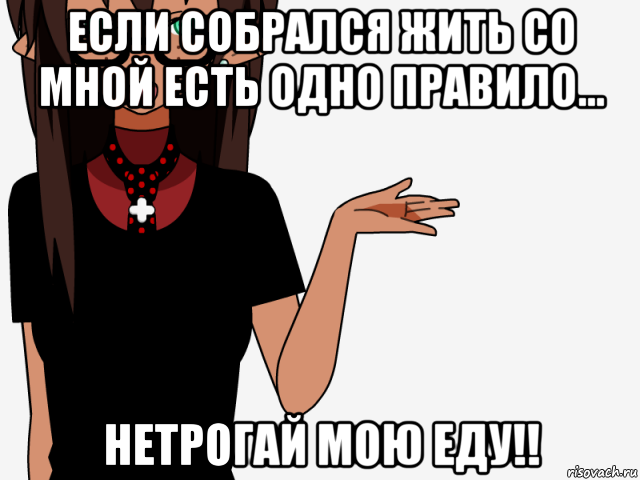 если собрался жить со мной есть одно правило... нетрогай мою еду!!