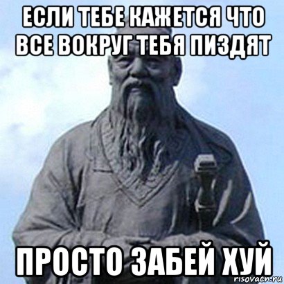 если тебе кажется что все вокруг тебя пиздят просто забей хуй, Мем  конфуций