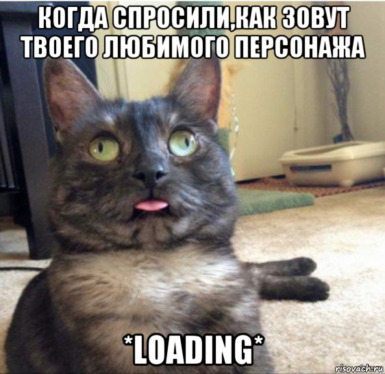 когда спросили,как зовут твоего любимого персонажа *loading*, Мем   Кот завис