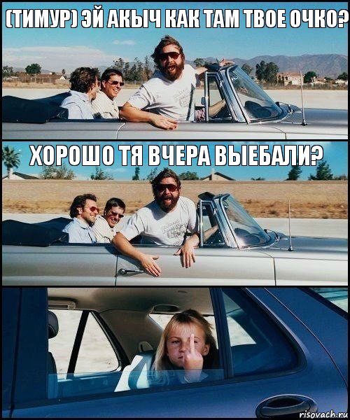 (Тимур) Эй Акыч как там твое очко? Хорошо тя вчера выебали?, Комикс   Мальчишник (показывает средний палец)