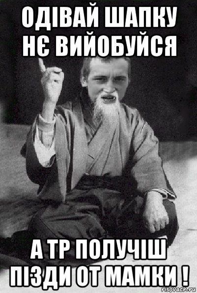 одівай шапку нє вийобуйся а тр получіш пізди от мамки !, Мем Мудрий паца