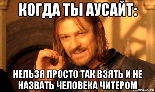 когда ты аусайт: нельзя просто так взять и не назвать человека читером, Мем Нельзя просто так взять и (Боромир мем)