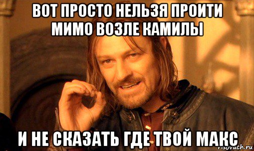 вот просто нельзя проити мимо возле камилы и не сказать где твой макс, Мем Нельзя просто так взять и (Боромир мем)