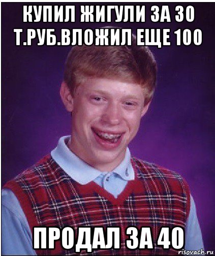 купил жигули за 30 т.руб.вложил еще 100 продал за 40, Мем Неудачник Брайан