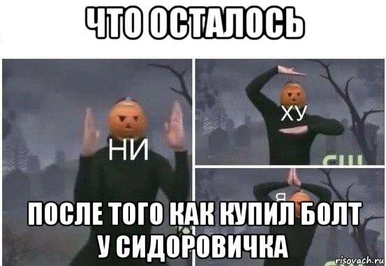 что осталось после того как купил болт у сидоровичка, Мем  Ни ху Я